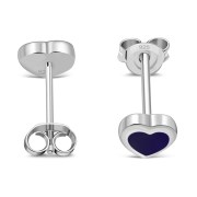 Lapiz Lazuli Heart Silver Stud Earrings, e344